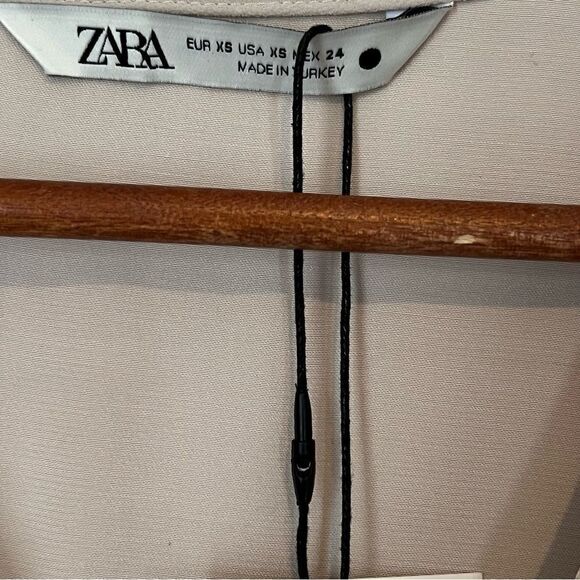 Zara Satin Effect Front Tie Knot Button Up Crop Top - Picture 7 of 9